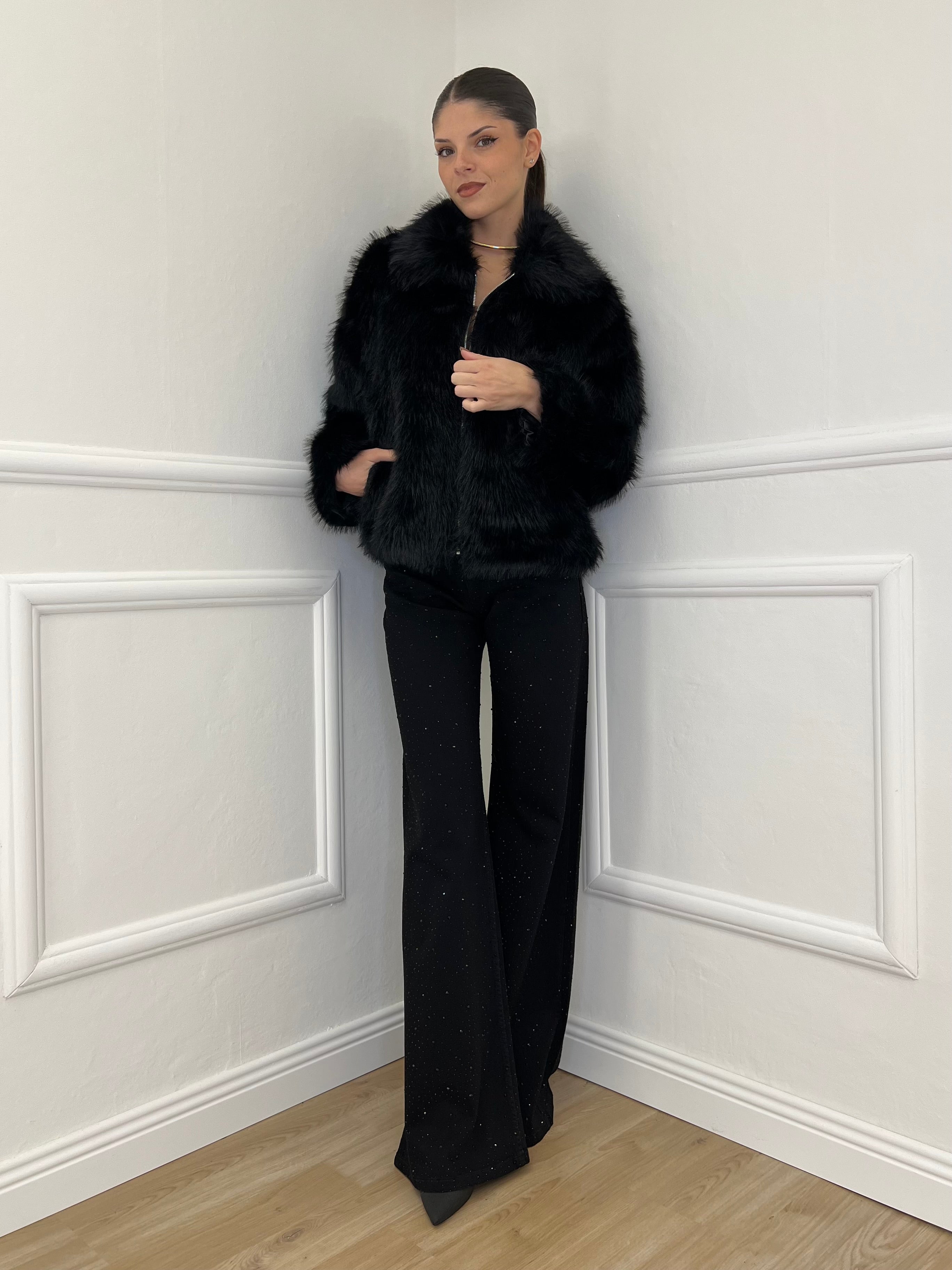 Pelliccia Zip C058 Nero