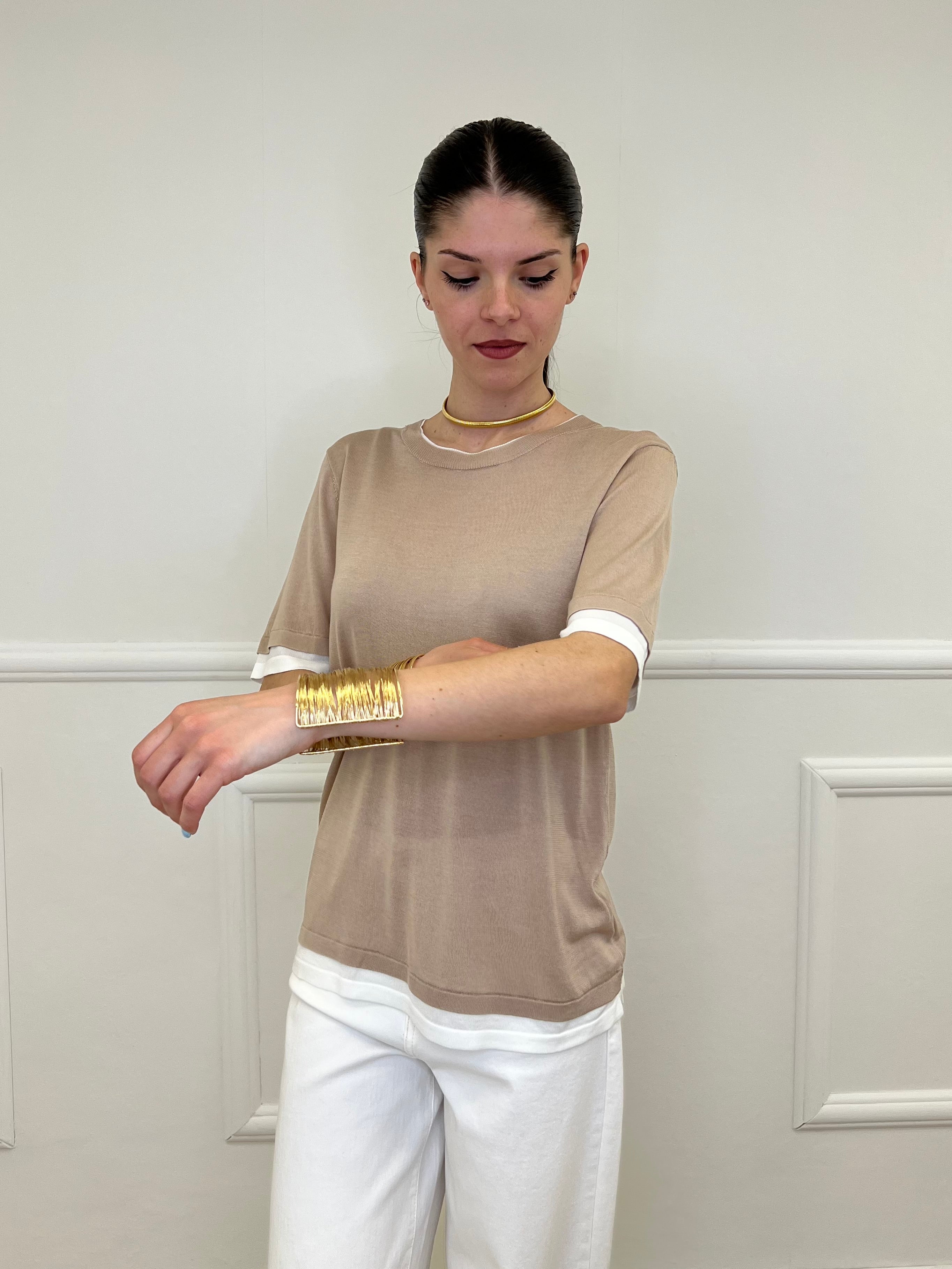 Maglia Combinata Misto Seta E261 Mocha