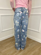 Jeans Floreale T901 Azzurro