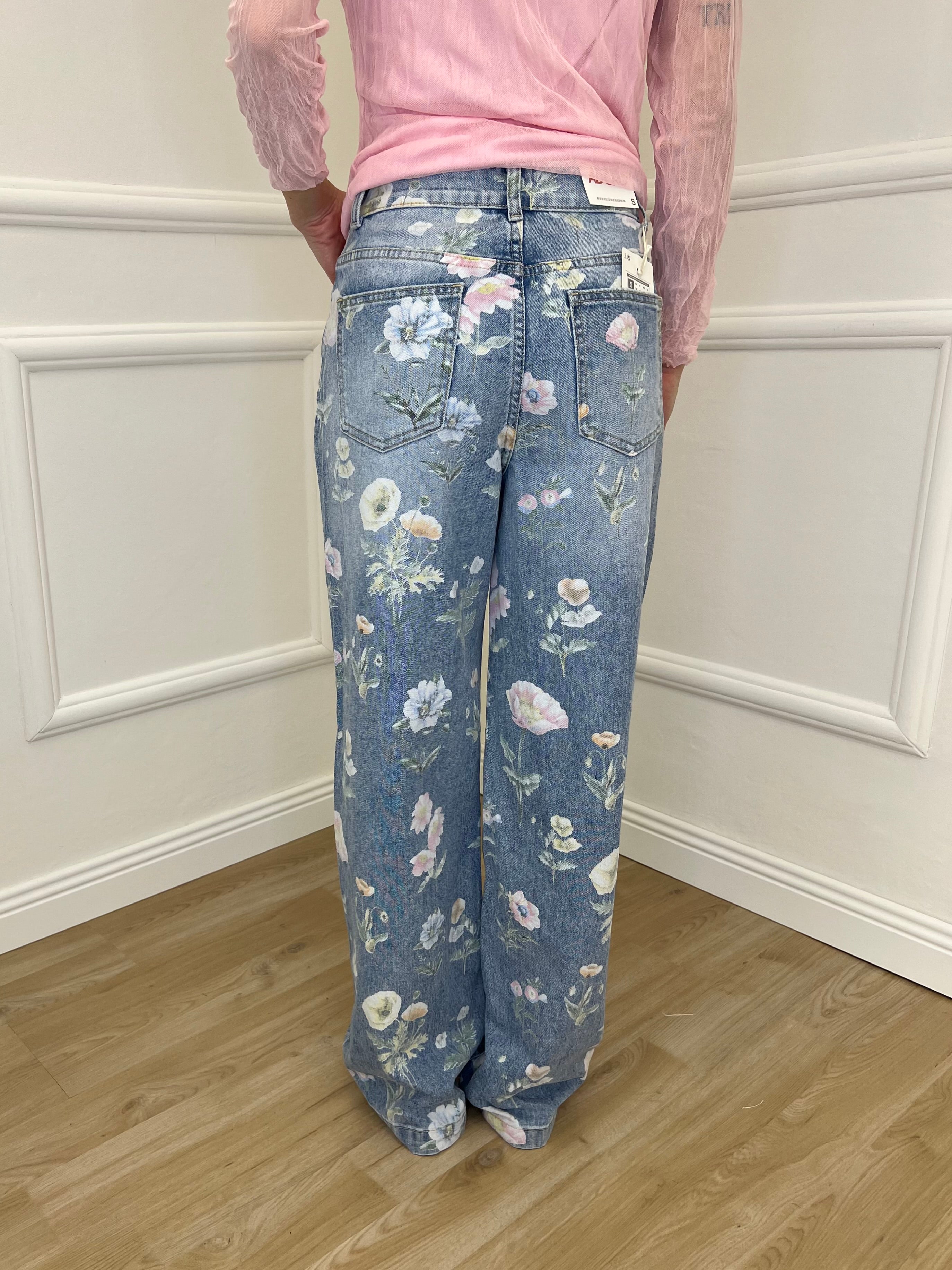 Jeans Floreale T901 Azzurro