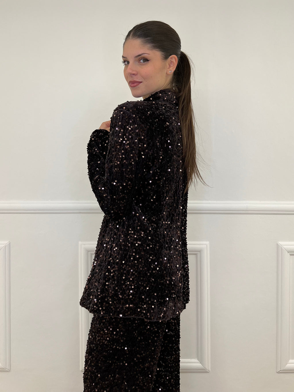 Giacca Ciniglia Paillettes 2466 Moro