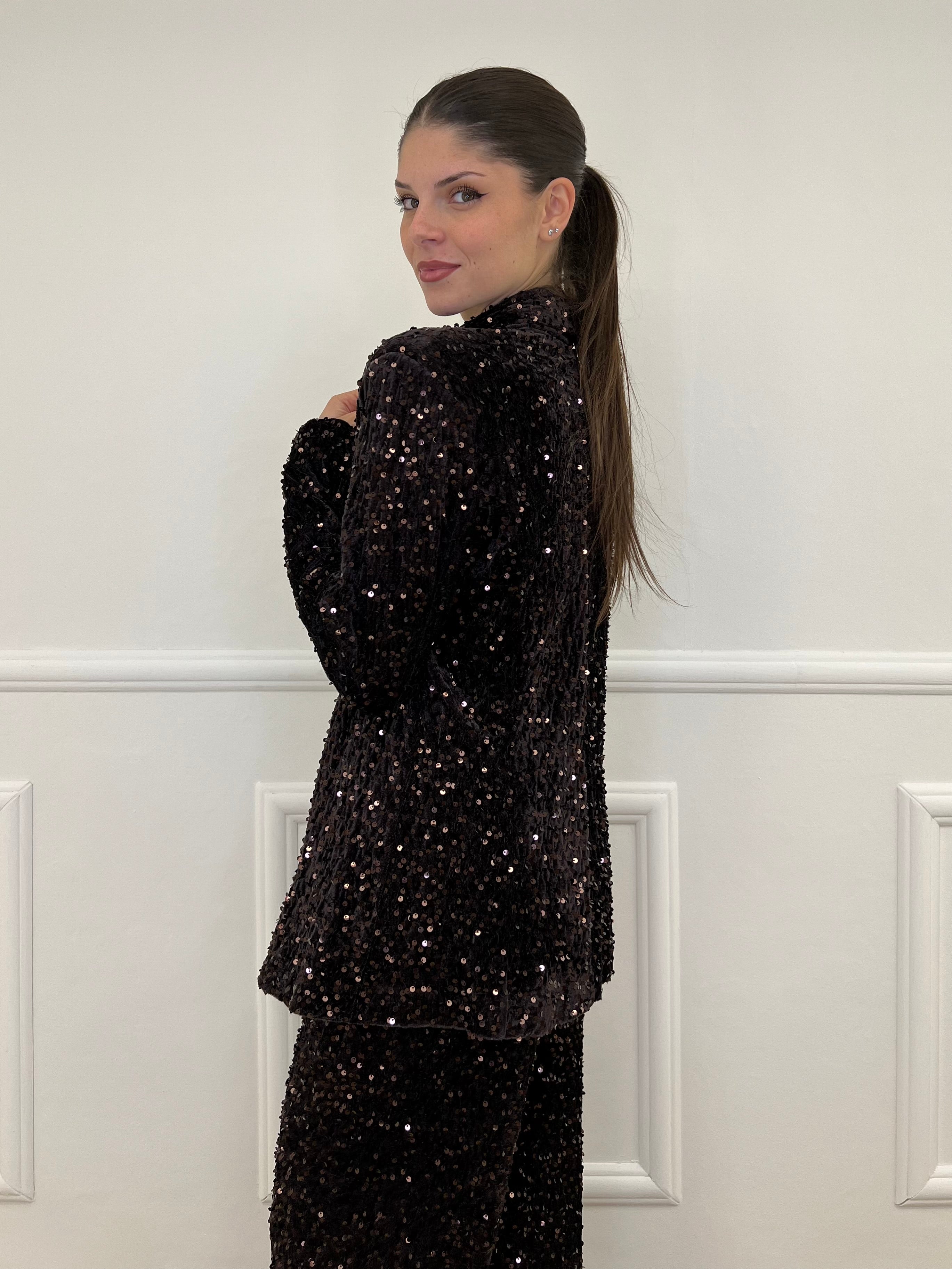 Giacca Ciniglia Paillettes 2466 Moro