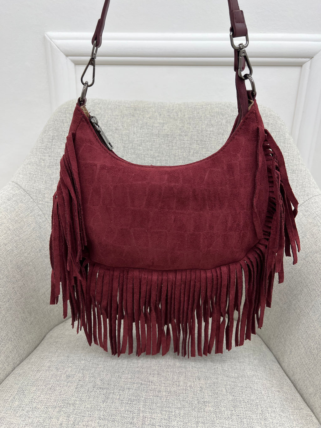 Borsa Hobo Scamosciata Frange 90677