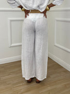 Pantalone Lino Cintura 22525-2 Bianco