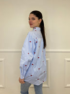 Camicia Cuori Bastoncino HQ045 Azzurro e Rosso