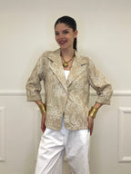 Blazer Ricamato in Lino e Viscosa 11353 Ecru