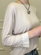 Maglia Barchetta Con Profili in Satin 43002