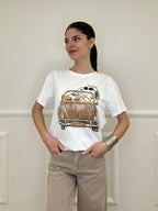 T-shirt Over Snoopy Con Strass