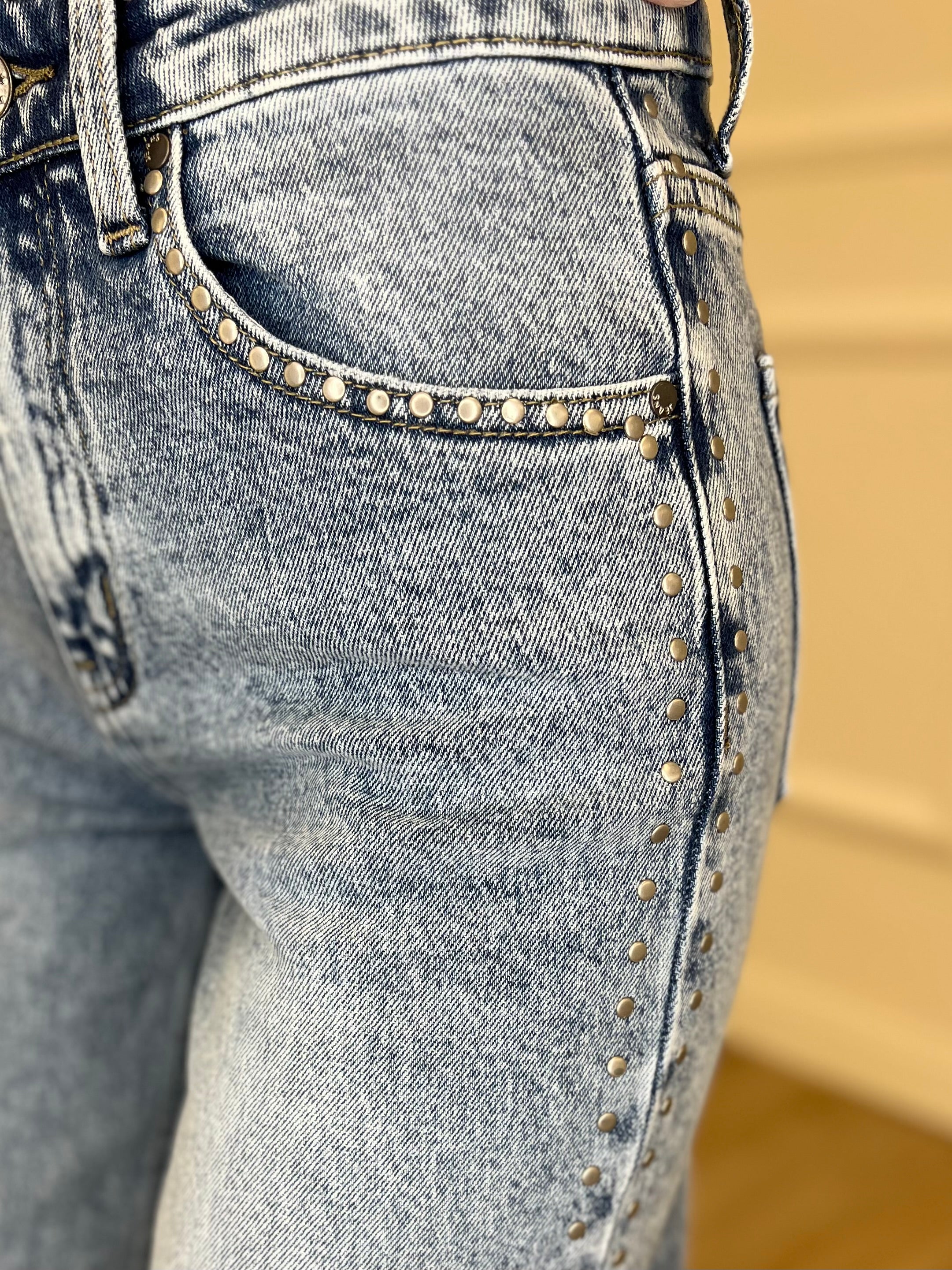 Jeans Straight Borchie 5106 Azzurro