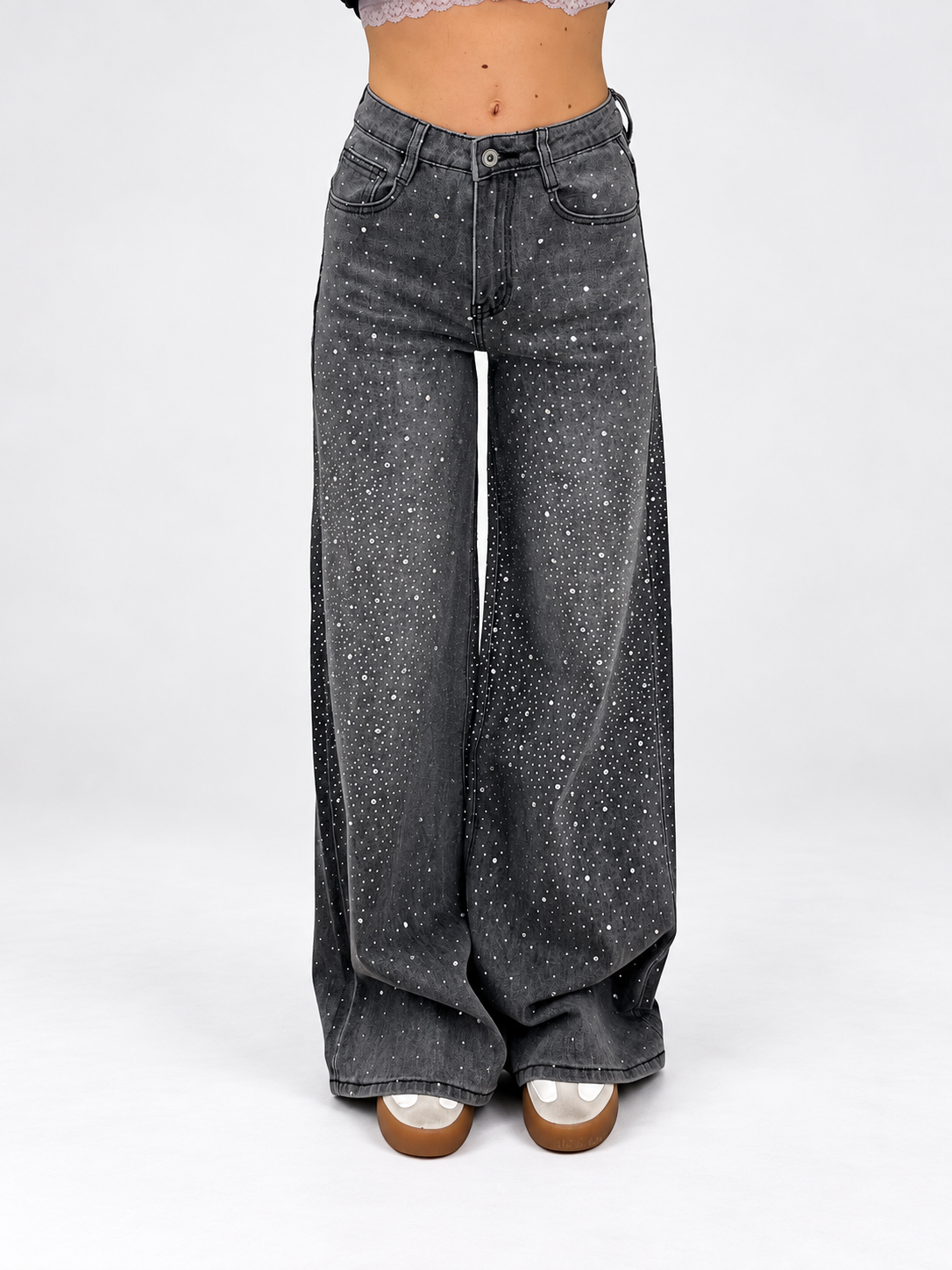 Jeans Palazzo Strass 9290 Grigio