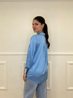 Camicia Basic in Satin 24244 Azzurro