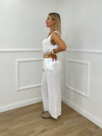 Canotta In Cotone e Lino 18653 Bianco