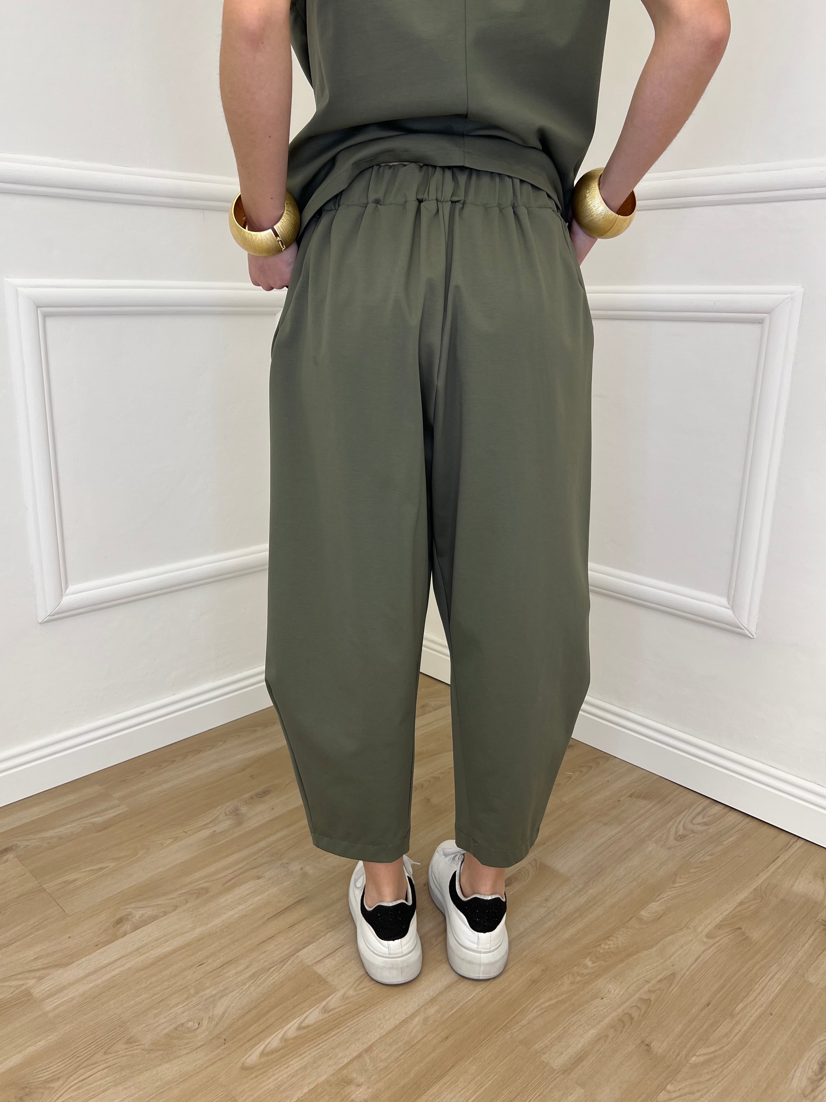 Pantalone Balloon Punto Milano 9516 Verde Militare