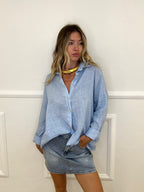 Camicia Oversize 100% Lino 5341 Azzurro