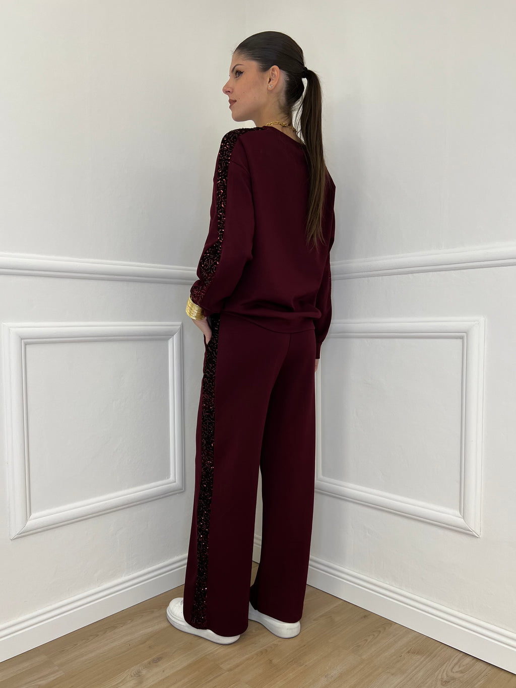 Tuta con Paillettes 21172 Burgundy