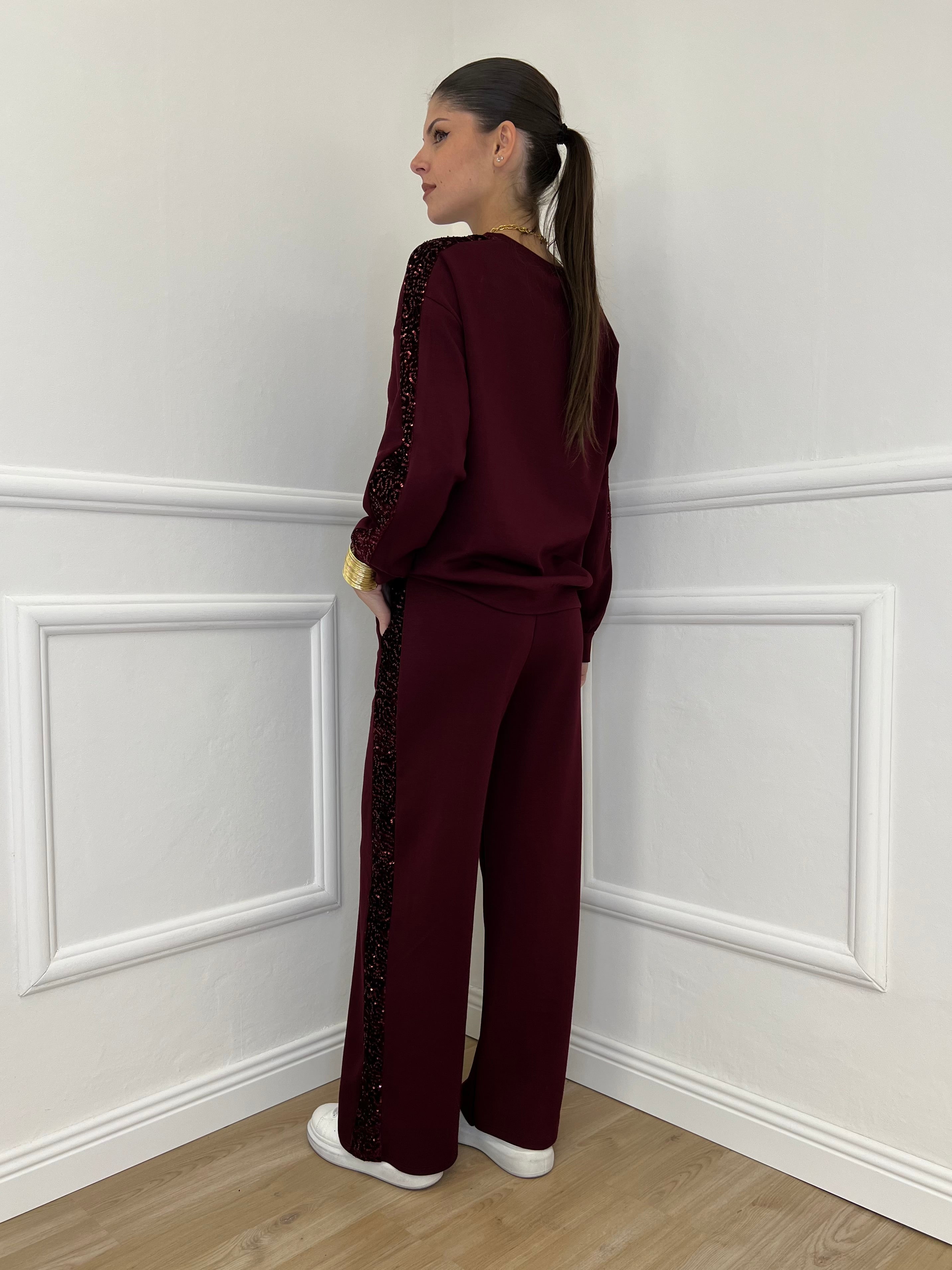 Tuta con Paillettes 21172 Burgundy