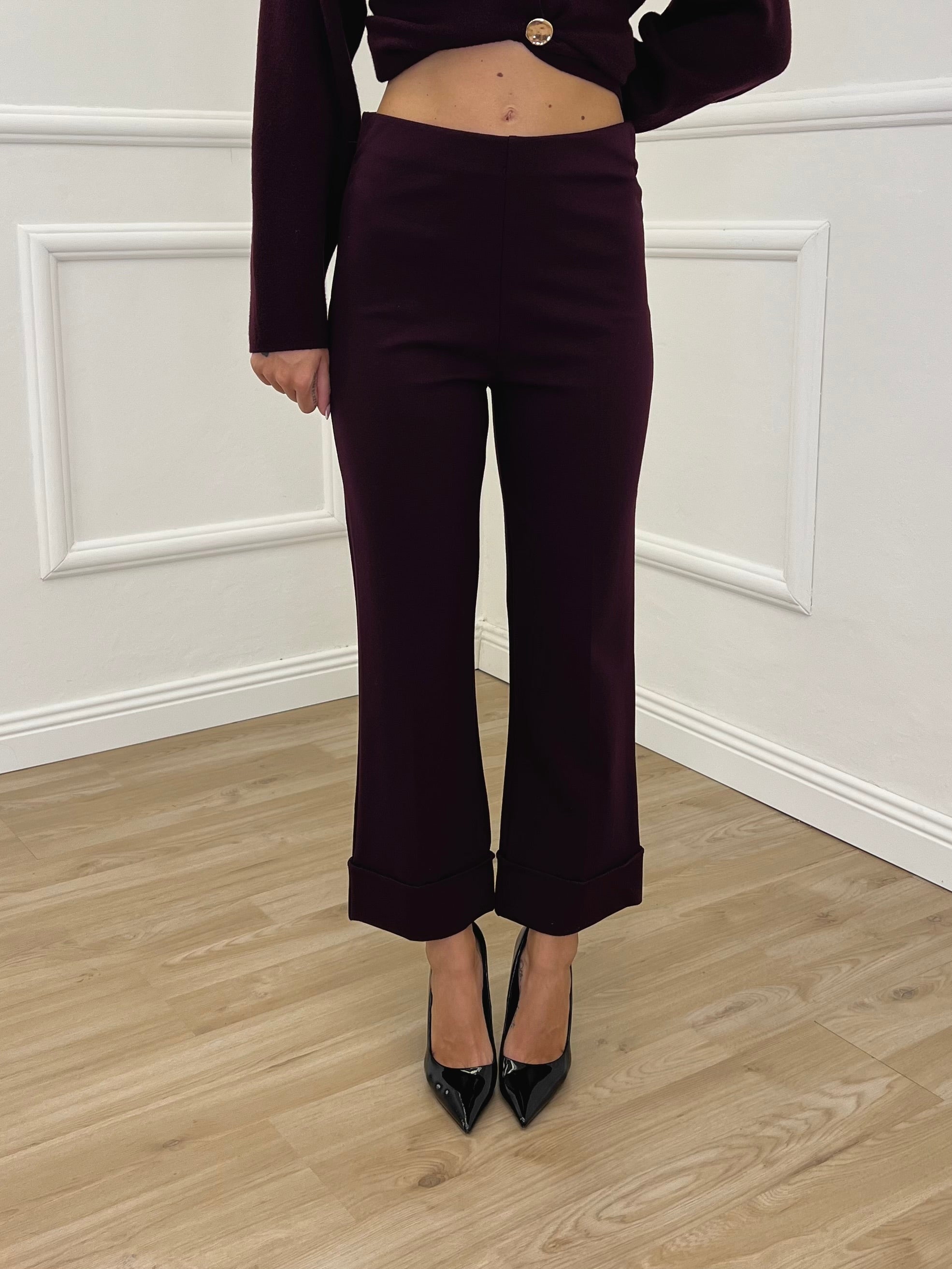 Pantalone No Waist Risvolto 51165 Burgundy