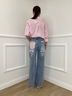 Camicia In Cotone a Righe 82062 Rosa