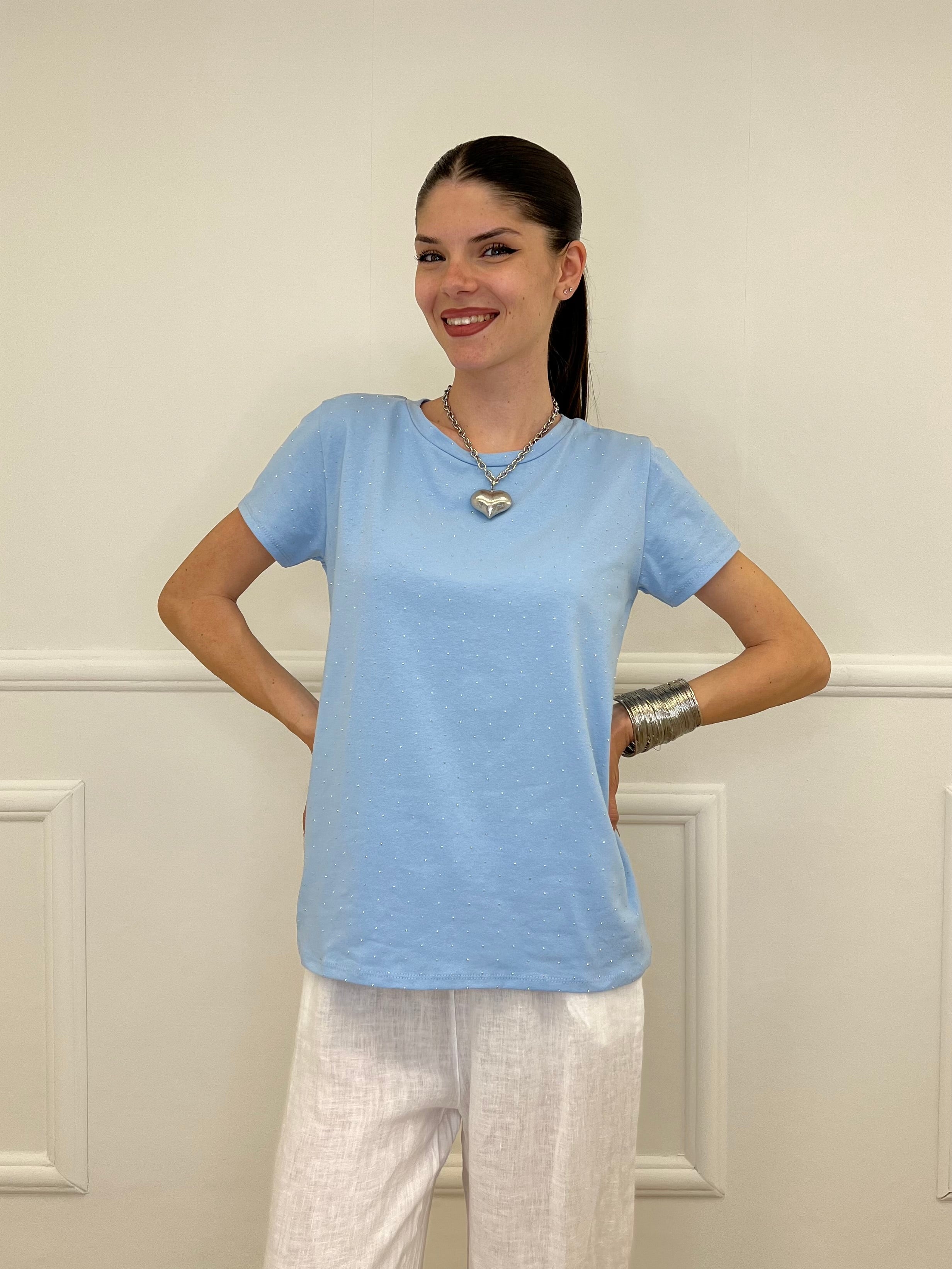 T-shirt Strass 8142 Azzurro