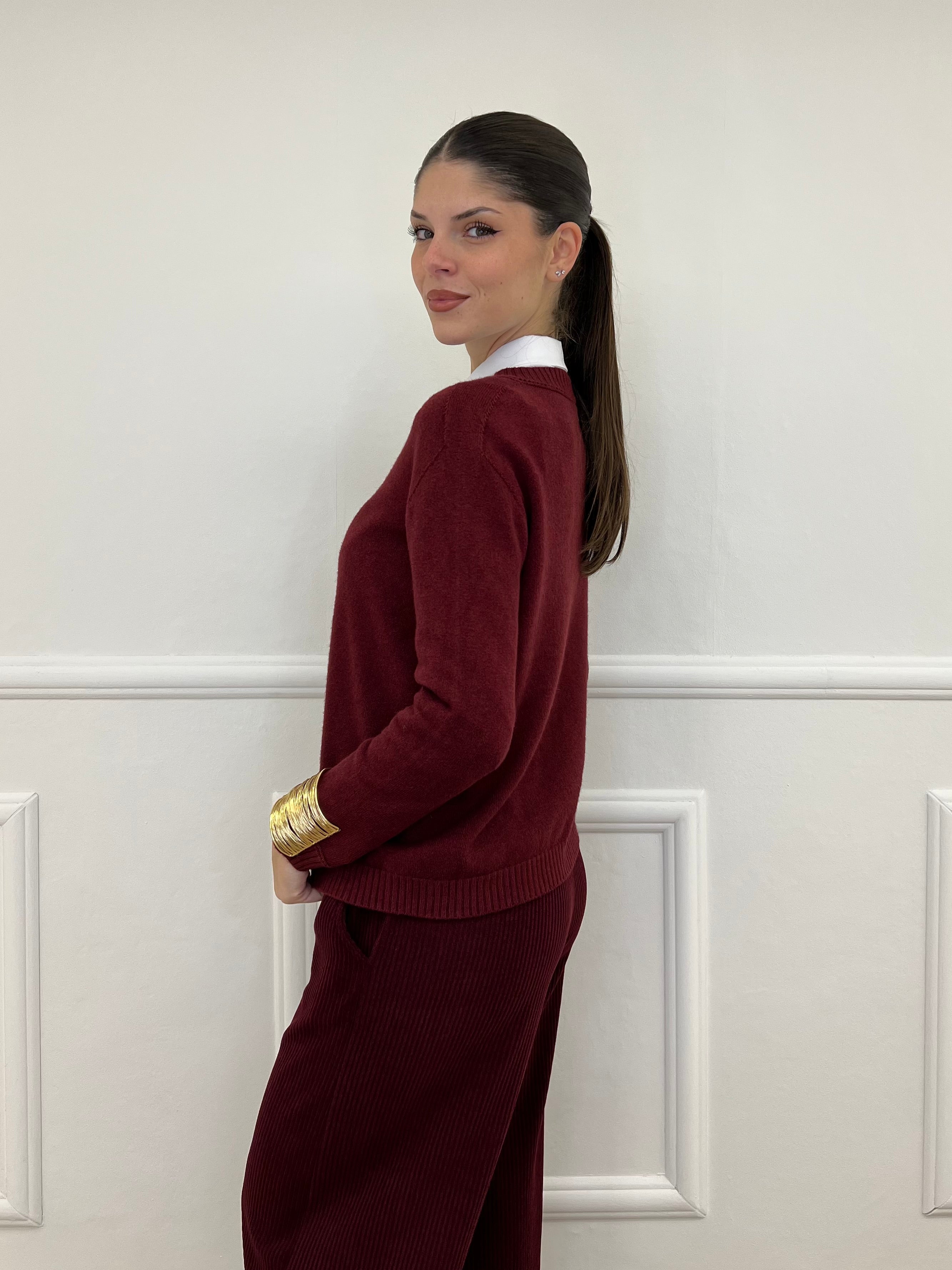Pullover Basic Girocollo 1186 Bordeaux