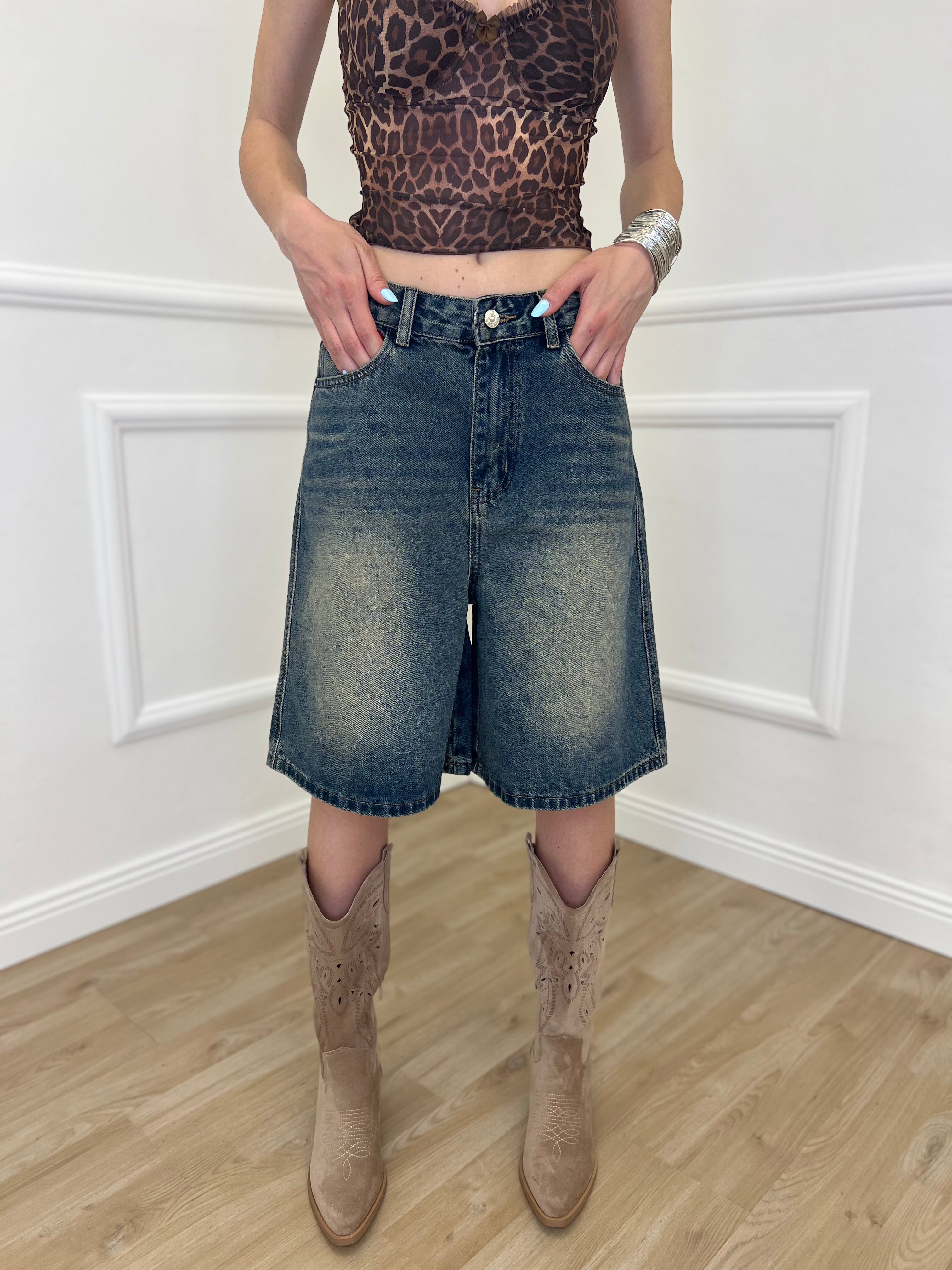 Bermuda in Denim Stonewash 22238 Blu