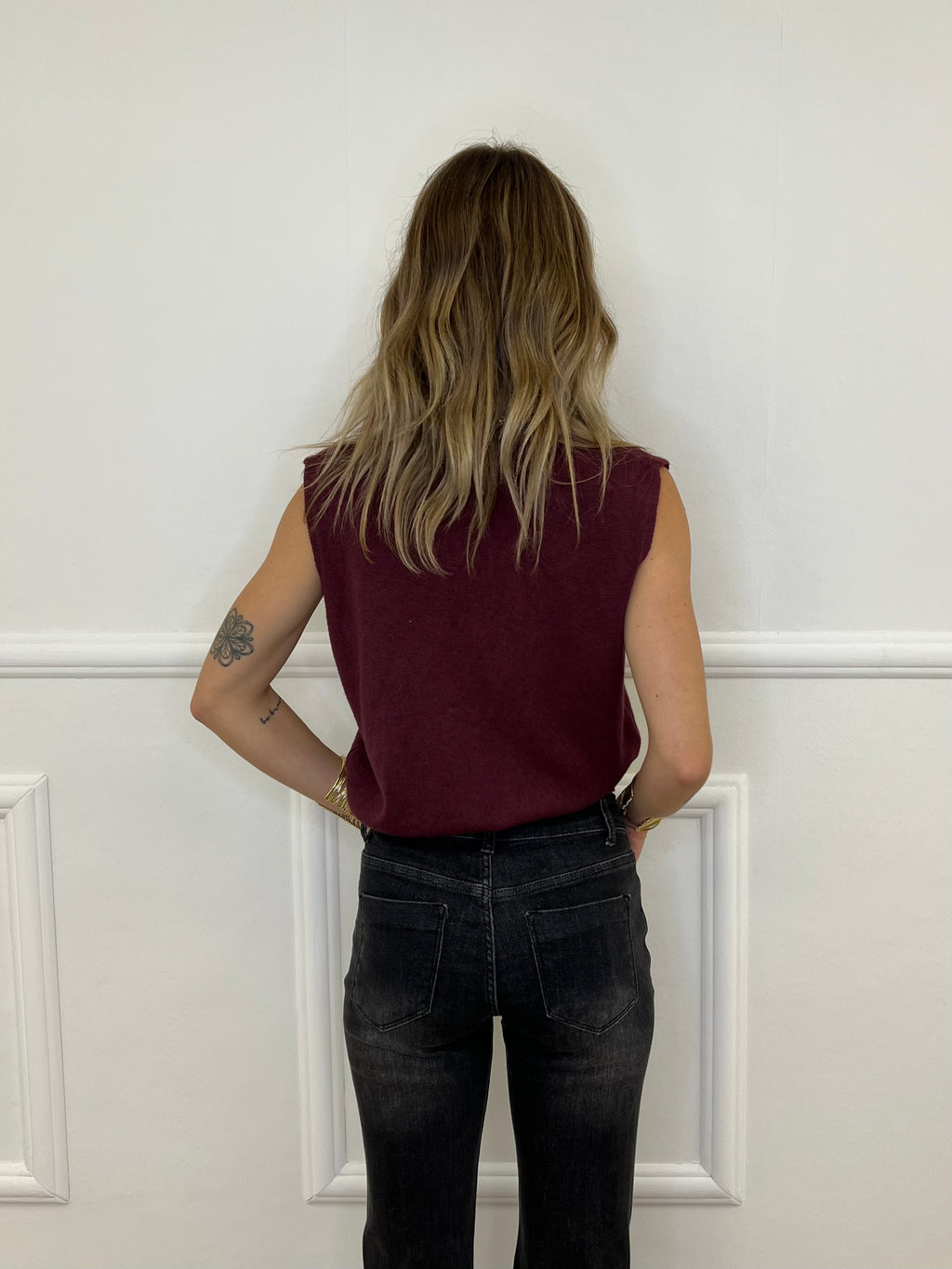 Gilet Over in Maglia 9263 Burgundy
