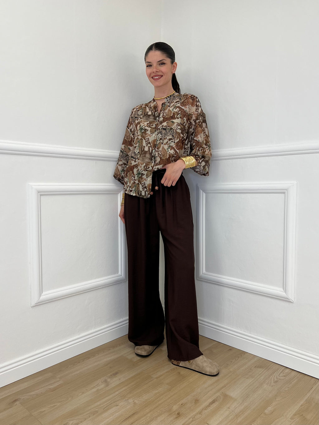 Pantalone Froissé Coulisse 81005 Marrone