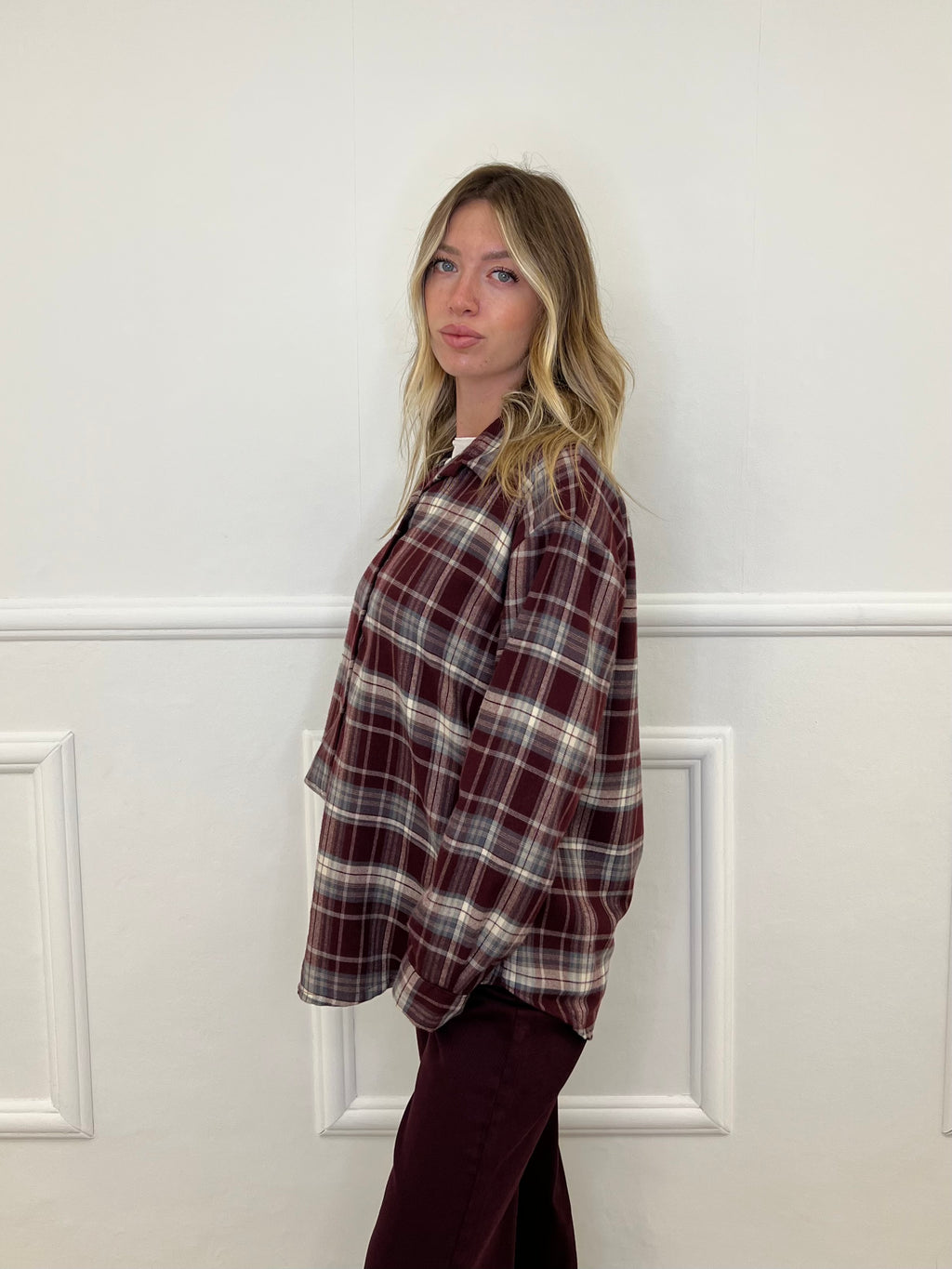 Camicia Over Madras 42932 Burgundy