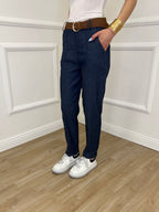 Pantalone Chambray Impuntura K26230 Blu