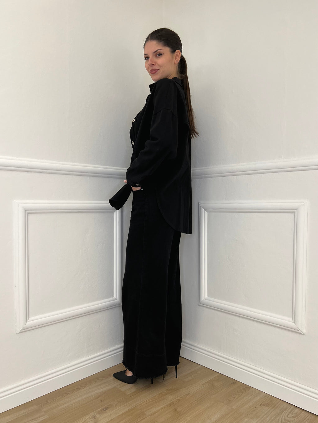 Camicia Overshirt in Twill A6262 Nero