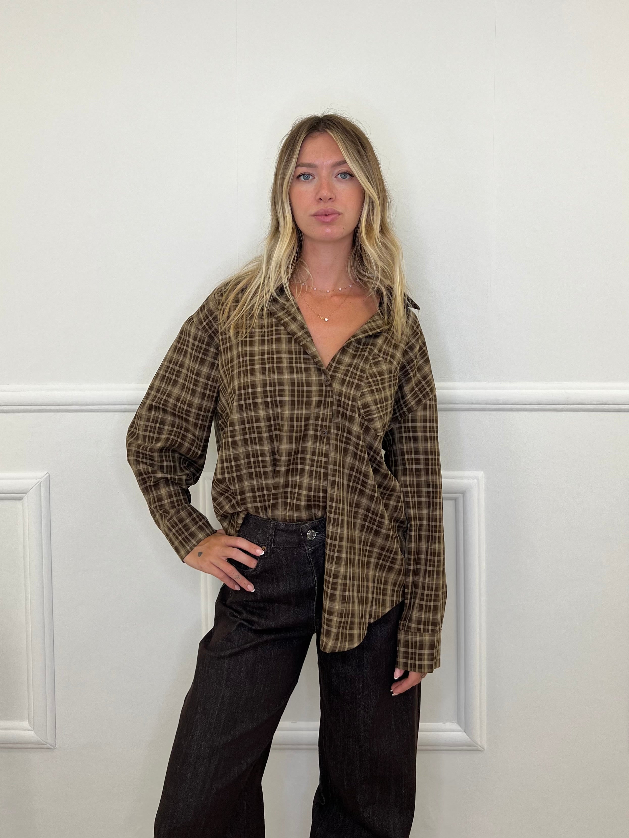 Camicia Check 17298 Marrone e Camel
