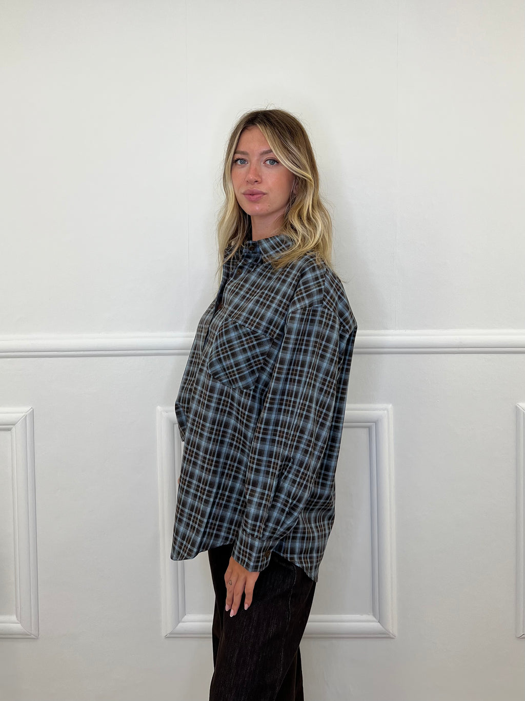 Camicia Check 17298 Marrone e Azzurro