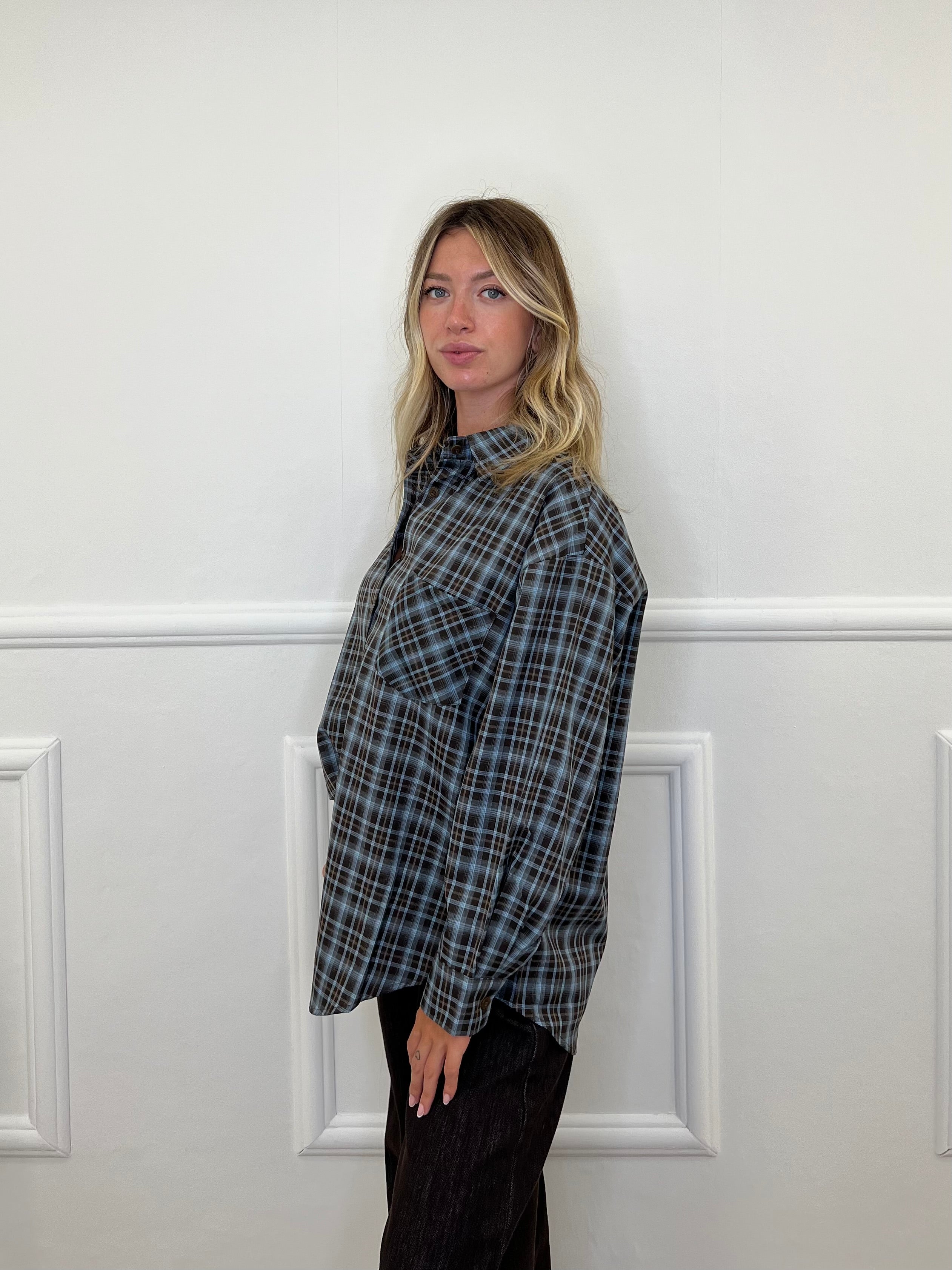 Camicia Check 17298 Marrone e Azzurro