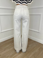 Jeans Straight Tasche Frontali 2207 Ecru