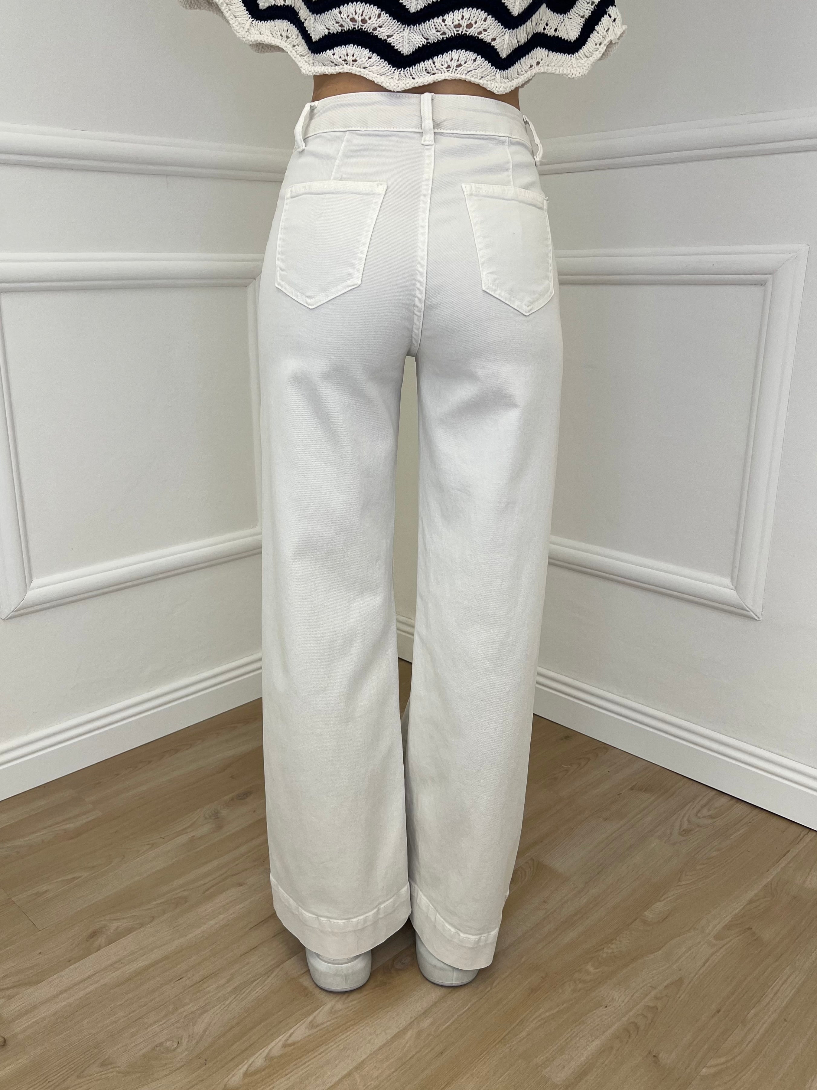 Jeans Straight Tasche Frontali 2207 Ecru