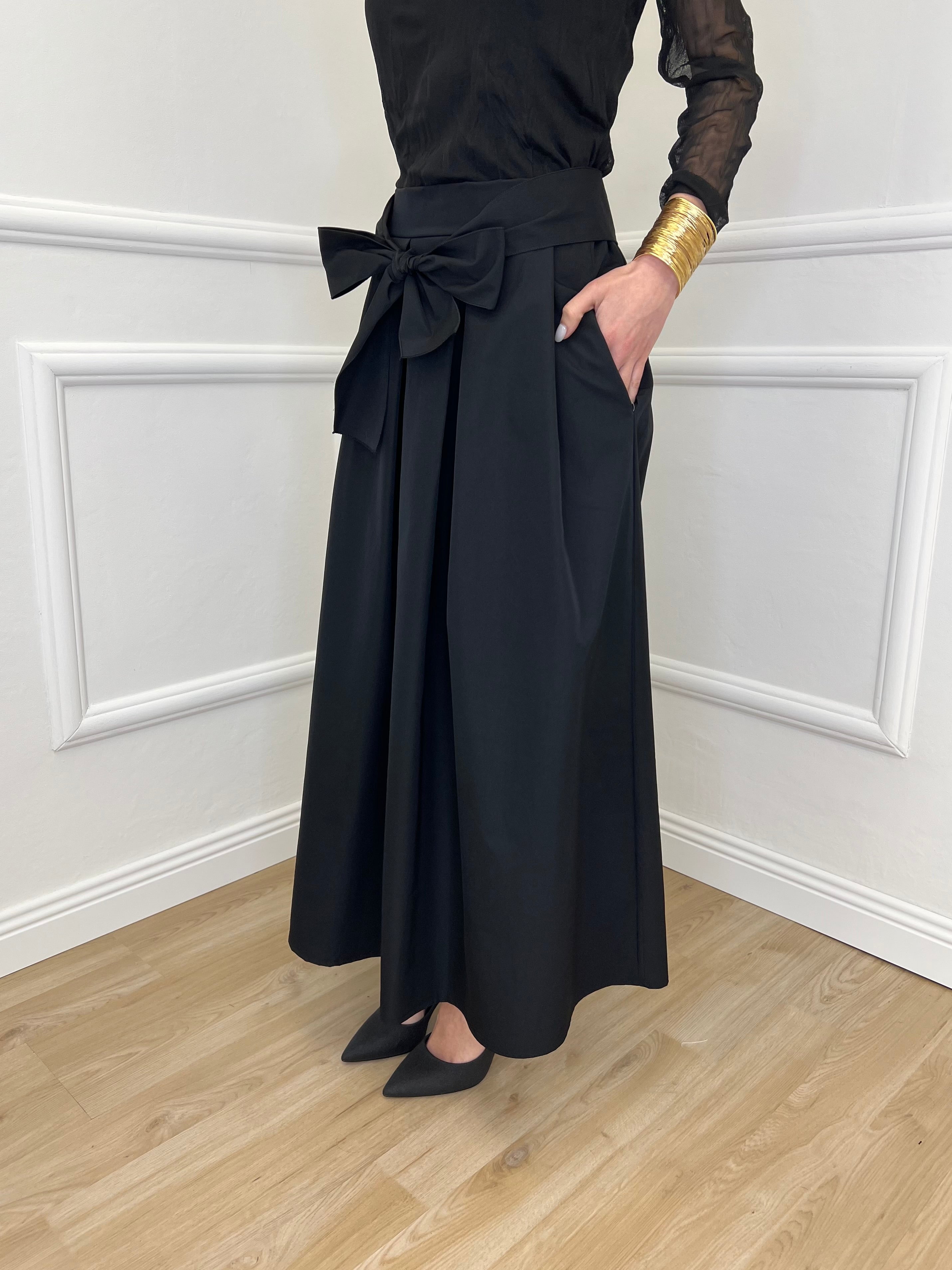 Gonna Popeline con Fiocco 5312 Nero