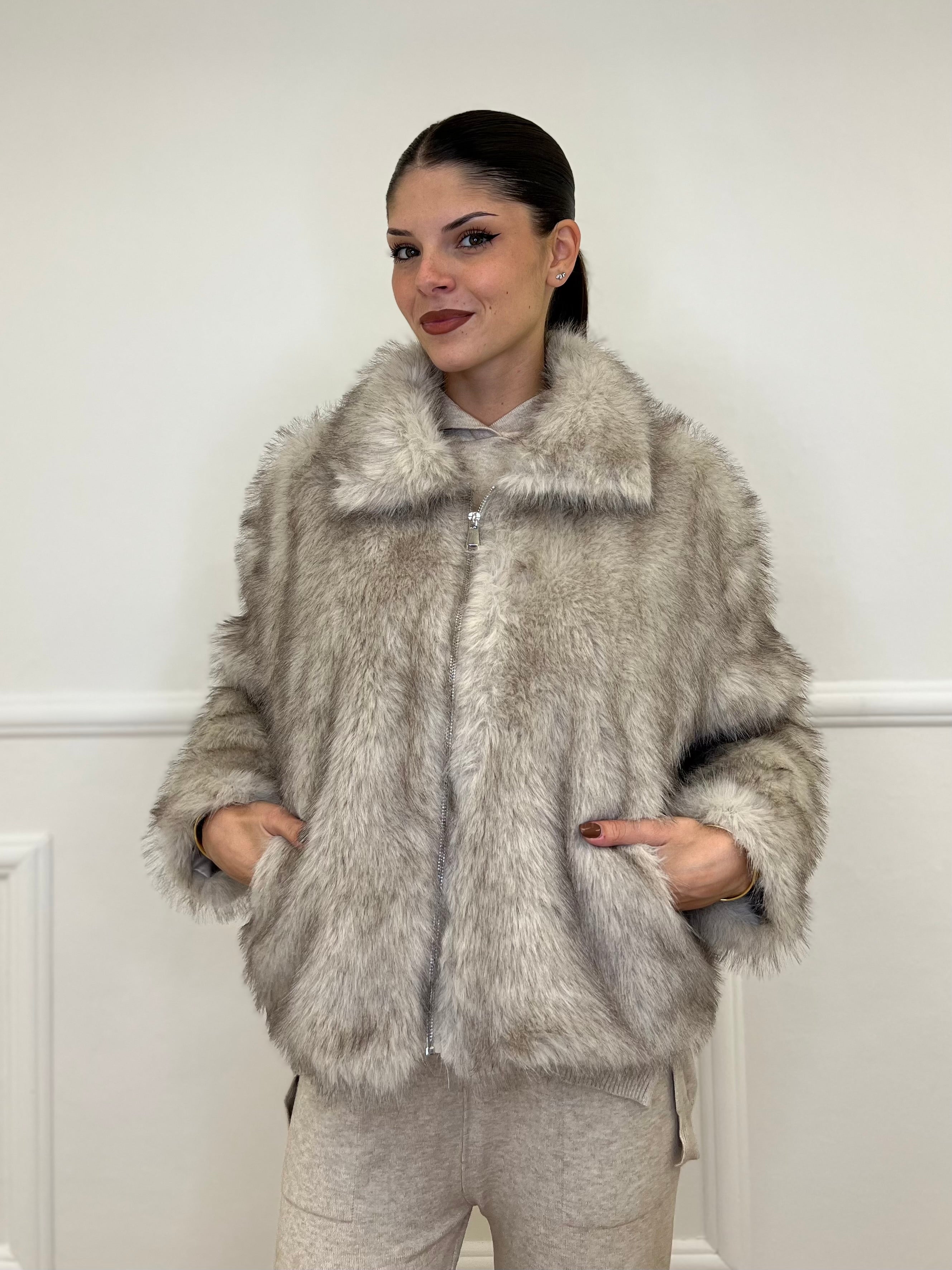 Pelliccia Zip C058 Ecru