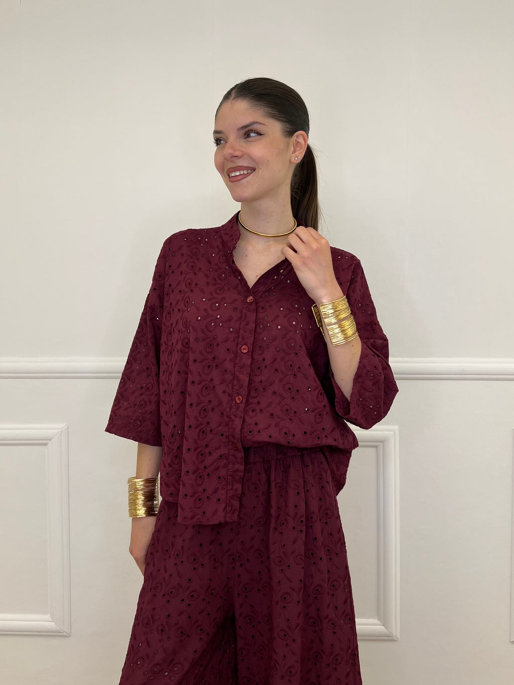 Camicia Coreana Sangallo 11392 Burgundy