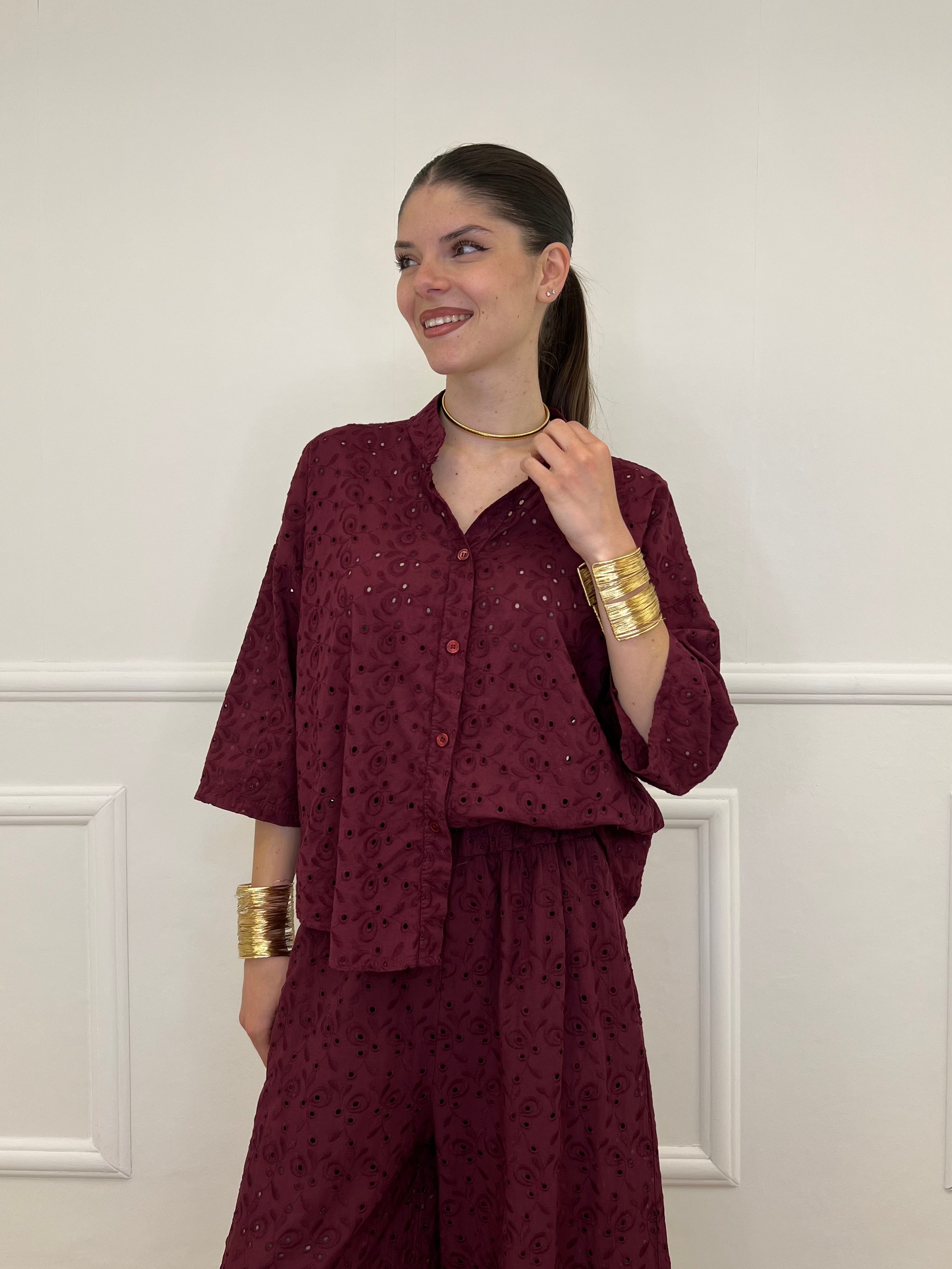 Camicia Coreana Sangallo 11392 Burgundy