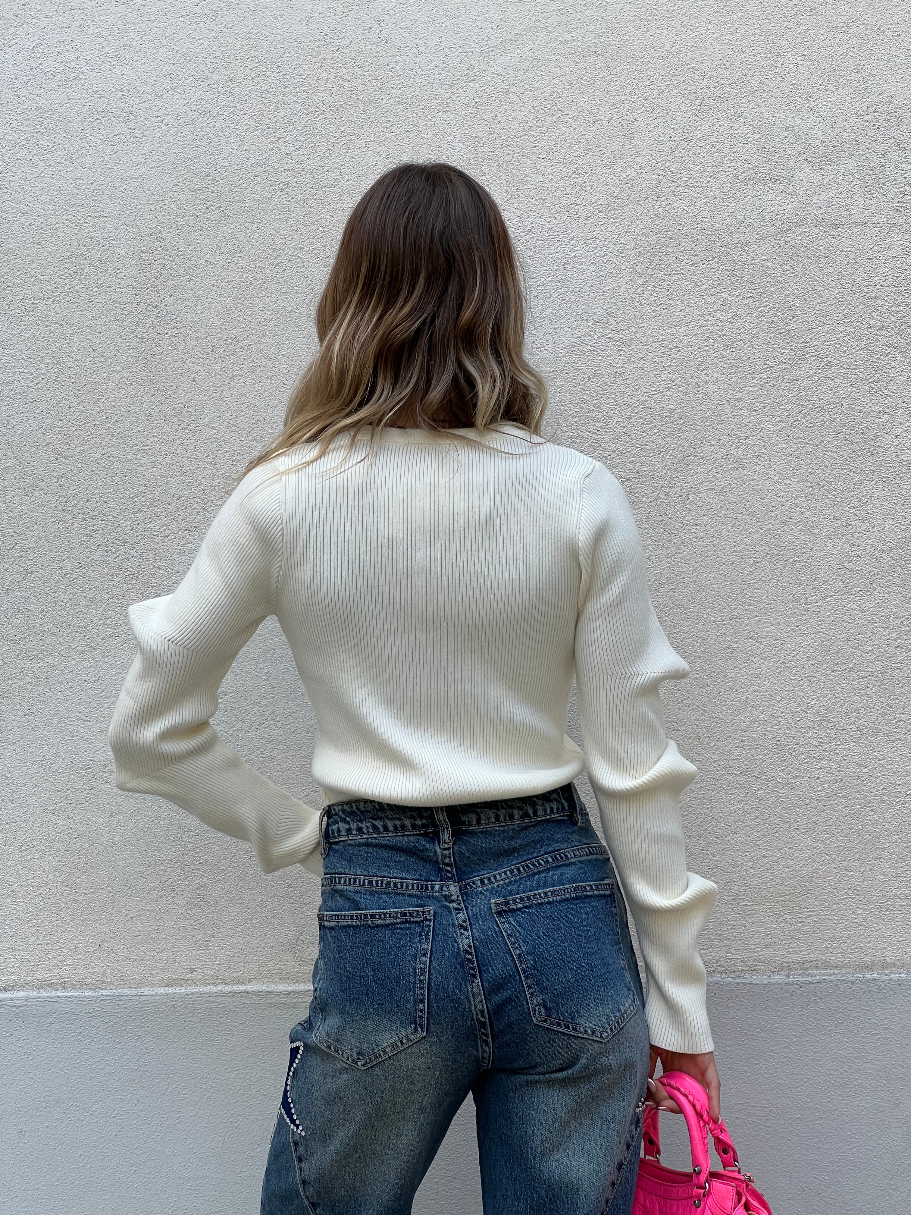 Maglia Maniche Goffrate 7867 Panna
