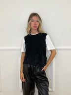 Gilet In Maglia Fondo Fluffy 7389 Nero