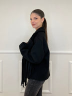 Giacca Cappotto Frange 11903 Nero