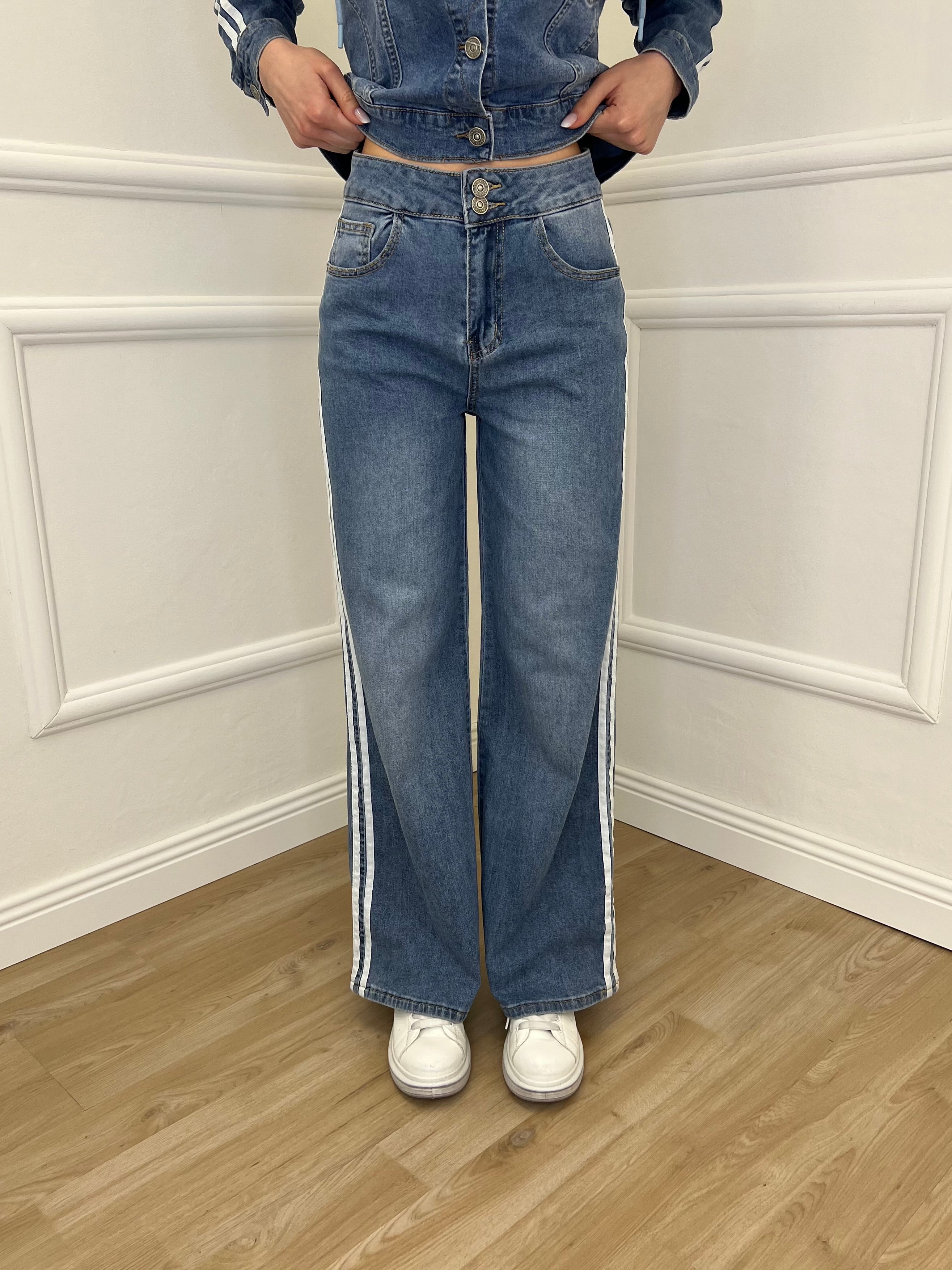 Jeans Bande Laterali J996 Azzurro