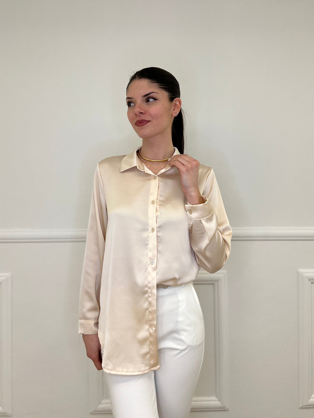 Camicia Satin 261081 Beige
