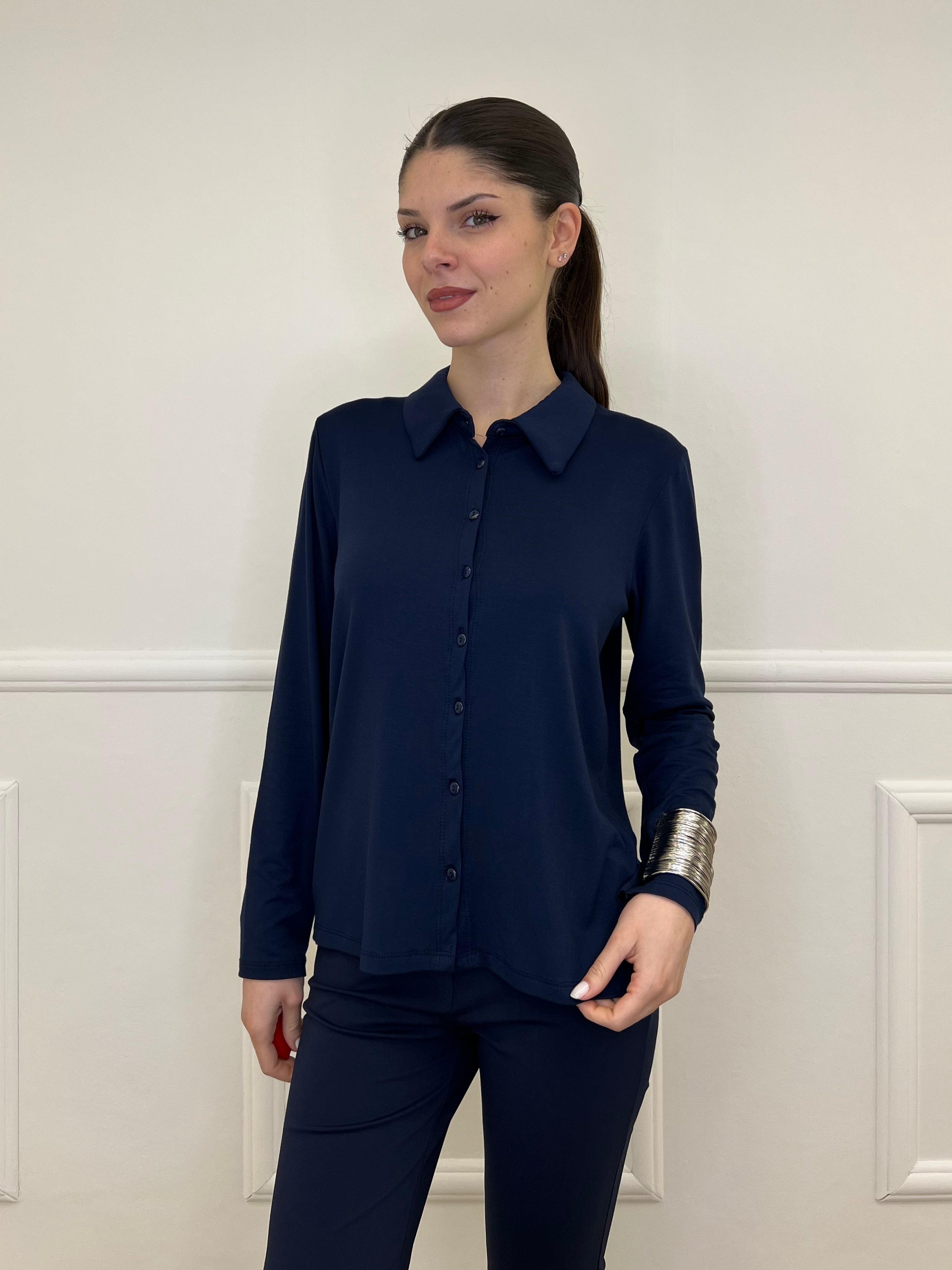 Camicia in Jersey di Viscosa 28163 Blu