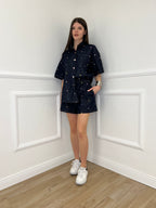 Completo Denim Shorts Ricami 2517 Blue Black