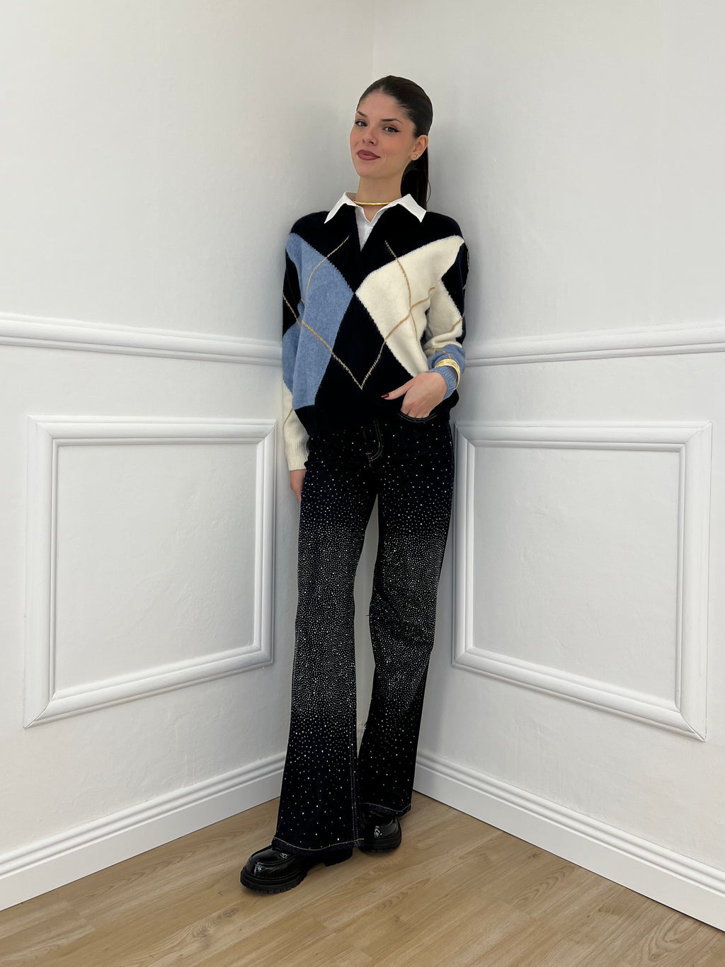 Maglia Camicia Losanghe 11116 Blu