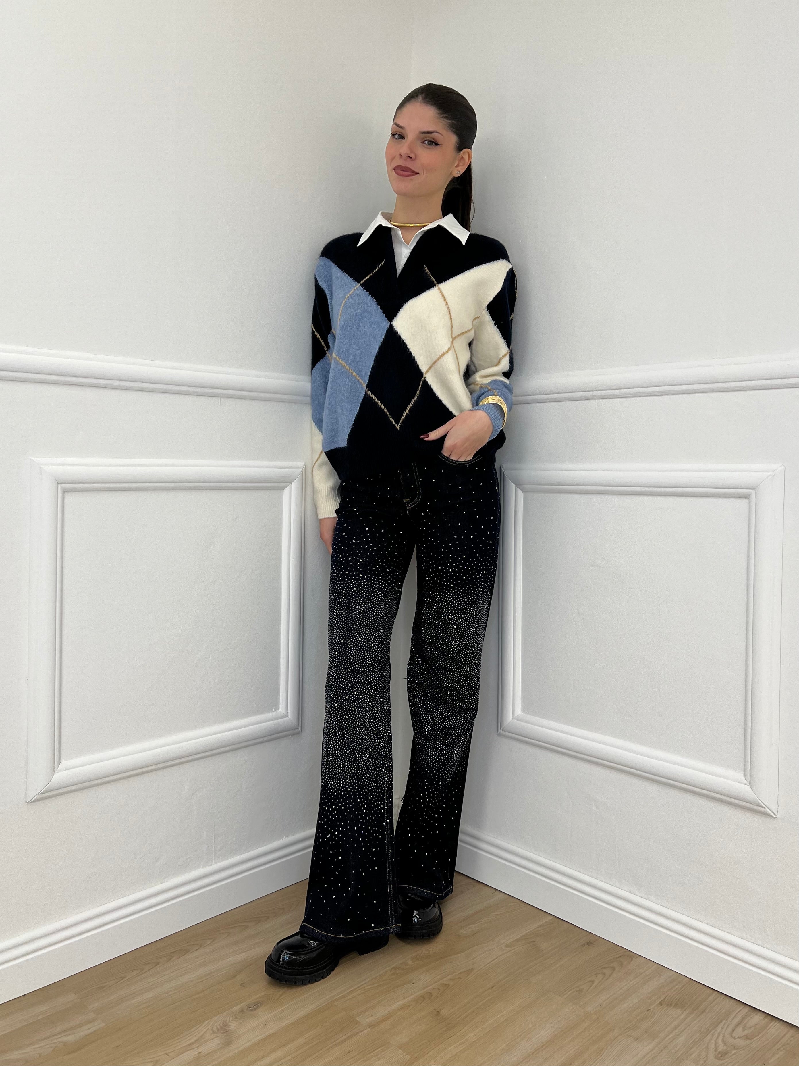 Maglia Camicia Losanghe 11116 Blu