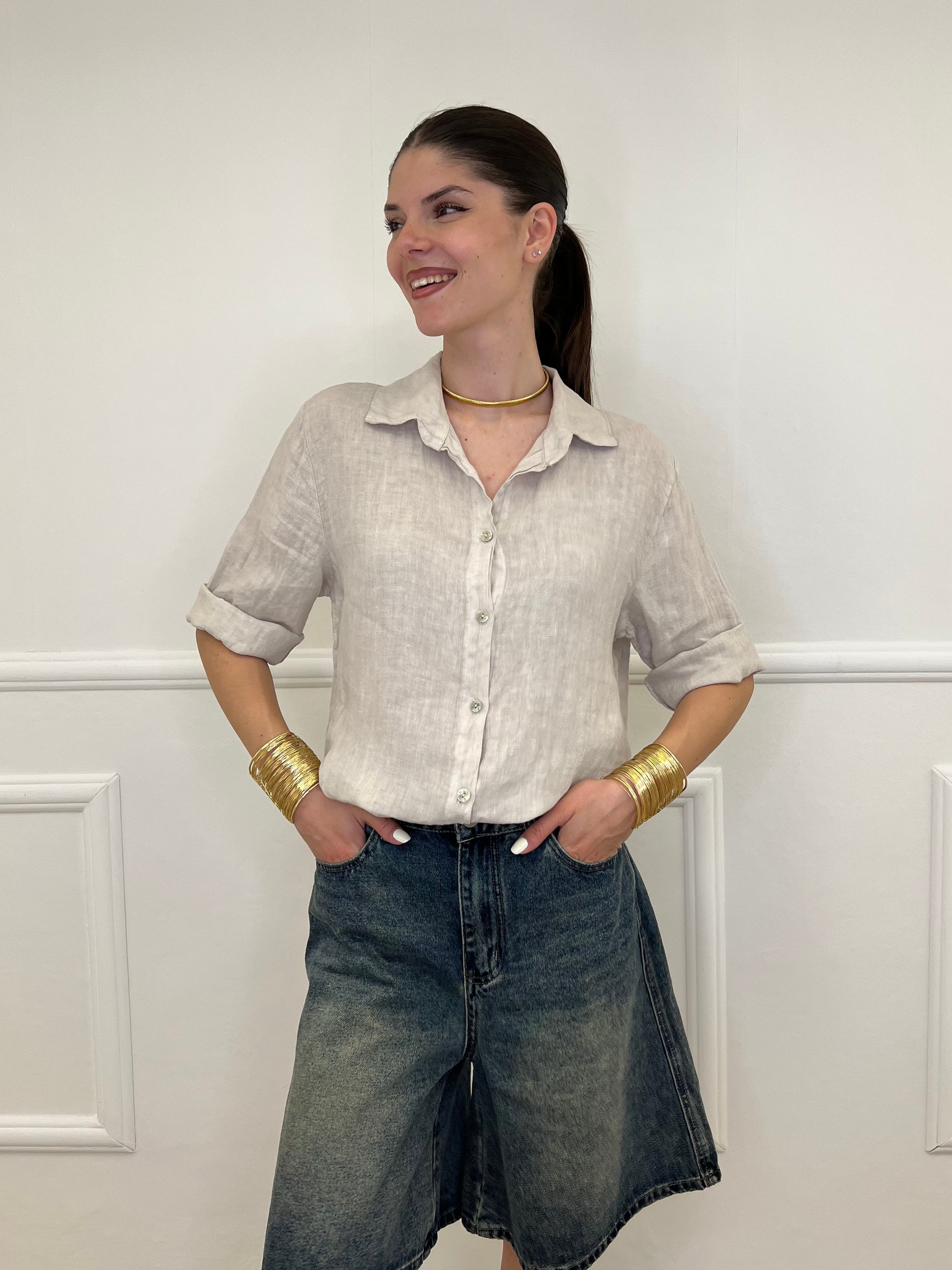 Camicia Over In Lino 1789 Beige