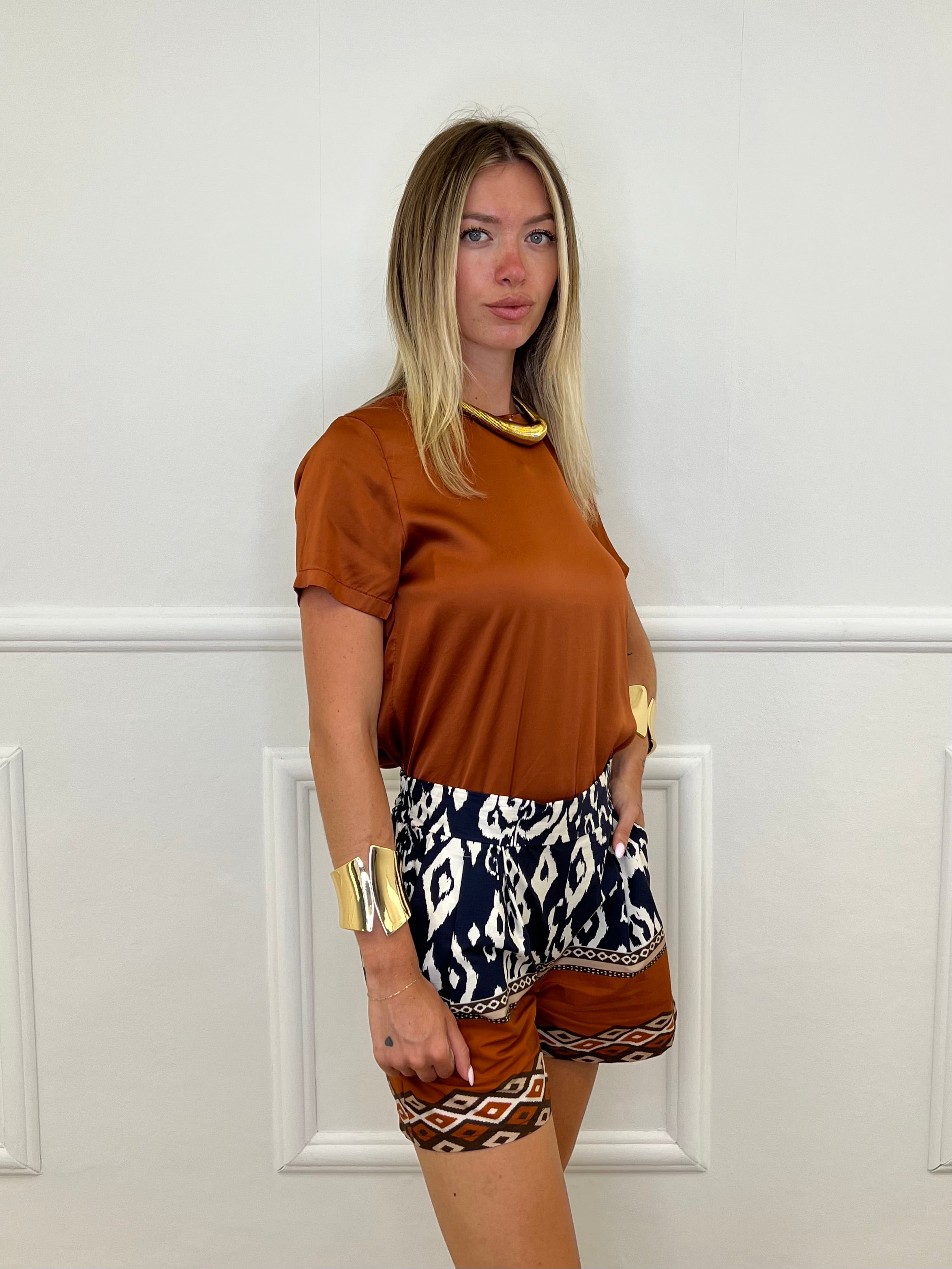 Shorts Fantasia 7428 Blu e Rame